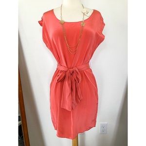 Coral silk dress